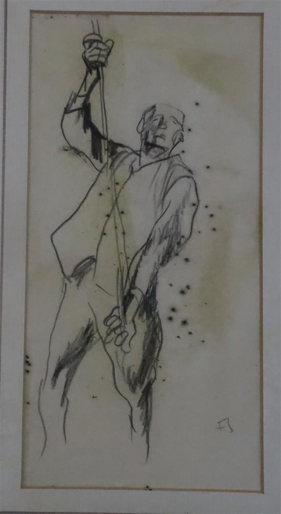 Sir Frank Brangwyn (1867-1956) Study for Cannon Street Station, 5 x 7.25in.; Male figure rear view, 8 x 2.5in. and Study of a sailor, 7